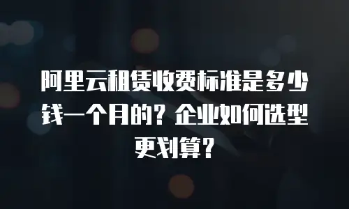 阿里云租赁收费标准是多少钱一个月的？企业如何选型更划算？