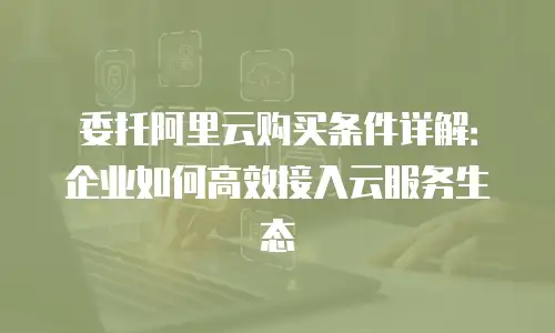 委托阿里云购买条件详解：企业如何高效接入云服务生态