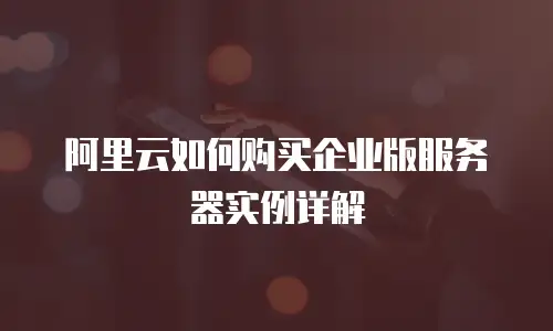 阿里云如何购买企业版服务器实例详解