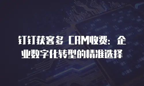 钉钉获客多 CRM收费：企业数字化转型的精准选择