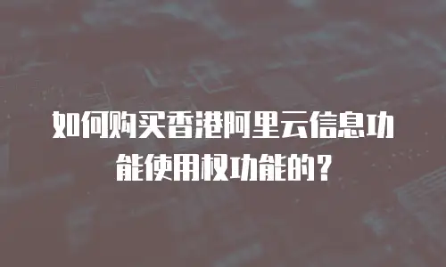 如何购买香港阿里云信息功能使用权功能的？