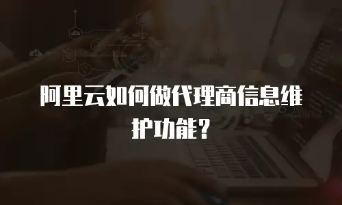 阿里云如何做代理商信息维护功能？