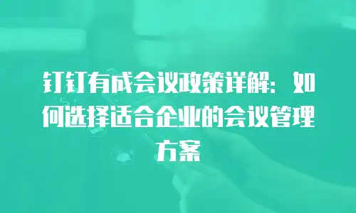 钉钉有成会议政策详解：如何选择适合企业的会议管理方案