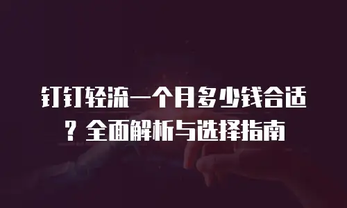钉钉轻流一个月多少钱合适？全面解析与选择指南
