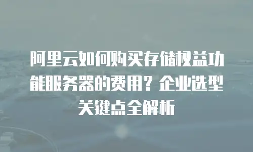 阿里云如何购买存储权益功能服务器的费用？企业选型关键点全解析