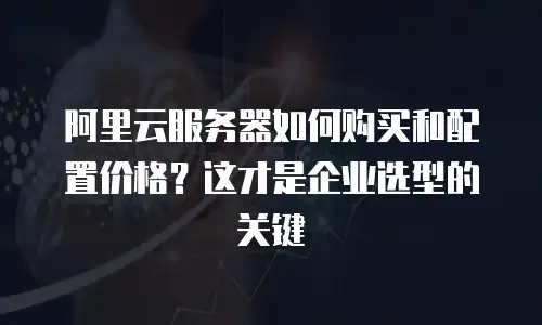 阿里云服务器如何购买和配置价格？这才是企业选型的关键