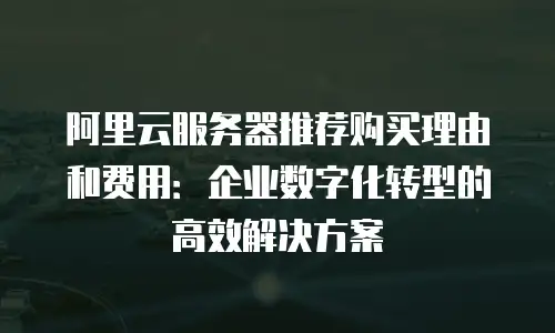 阿里云服务器推荐购买理由和费用：企业数字化转型的高效解决方案