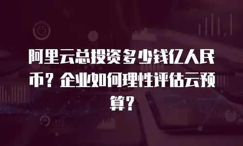 阿里云总投资多少钱亿人民币？企业如何理性评估云预算？