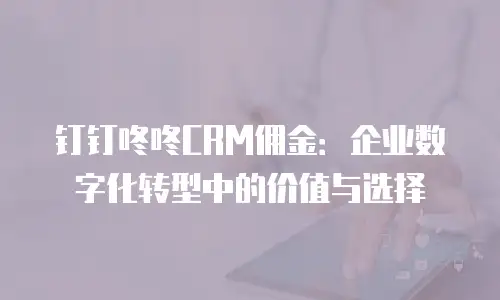 钉钉咚咚CRM佣金：企业数字化转型中的价值与选择