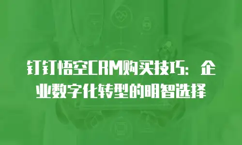 钉钉悟空CRM购买技巧：企业数字化转型的明智选择