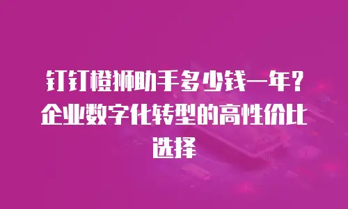 钉钉橙狮助手多少钱一年？企业数字化转型的高性价比选择