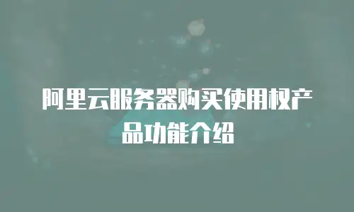 阿里云服务器购买使用权产品功能介绍