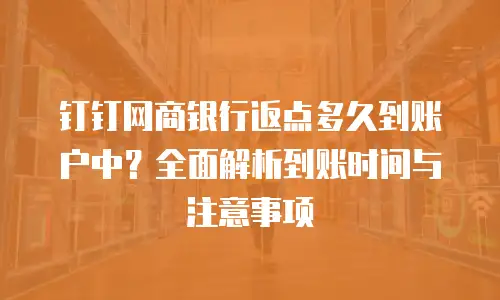 钉钉网商银行返点多久到账户中？全面解析到账时间与注意事项