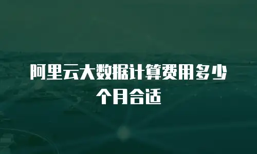阿里云大数据计算费用多少个月合适