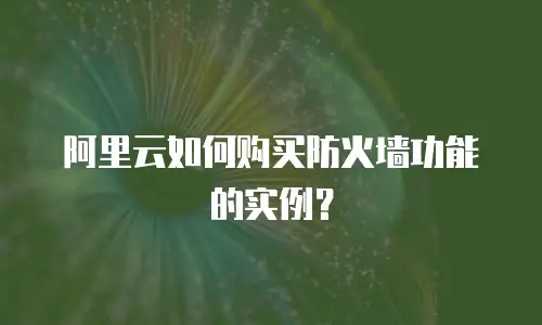 阿里云如何购买防火墙功能的实例？