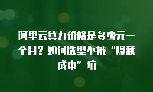 阿里云算力价格是多少元一个月？如何选型不被“隐藏成本”坑