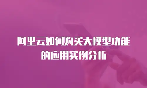 阿里云如何购买大模型功能的应用实例分析