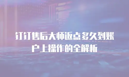 钉钉售后大师返点多久到账户上操作的全解析