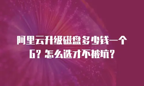 阿里云升级磁盘多少钱一个G？怎么选才不被坑？