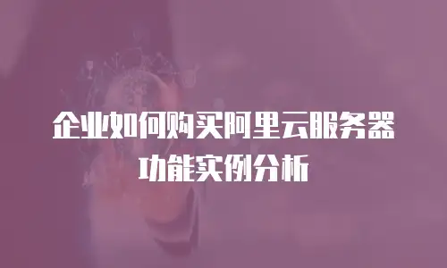 企业如何购买阿里云服务器功能实例分析
