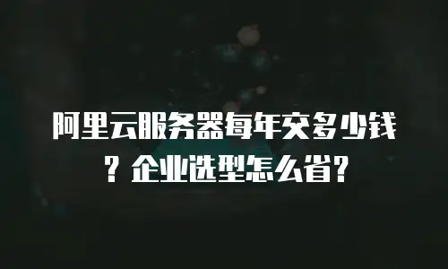 阿里云服务器每年交多少钱？企业选型怎么省？