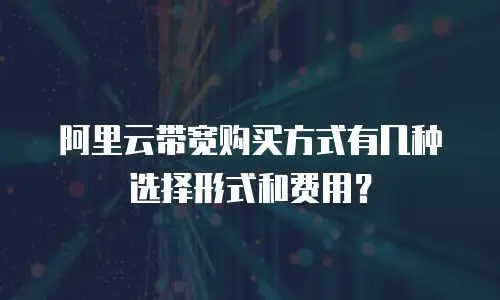 阿里云带宽购买方式有几种选择形式和费用？