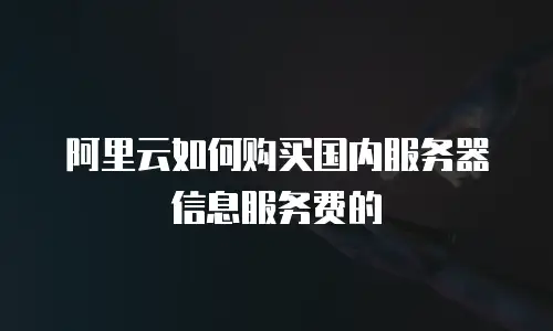 阿里云如何购买国内服务器信息服务费的