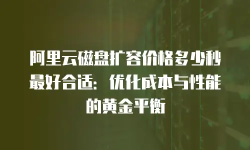 阿里云磁盘扩容价格多少秒最好合适：优化成本与性能的黄金平衡