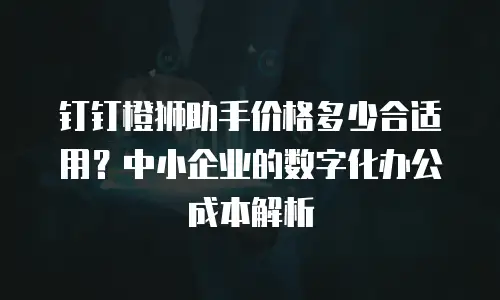 钉钉橙狮助手价格多少合适用？中小企业的数字化办公成本解析