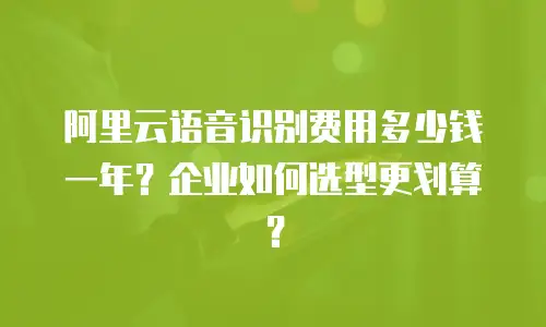 阿里云语音识别费用多少钱一年？企业如何选型更划算？