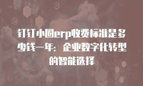 钉钉小圈erp收费标准是多少钱一年：企业数字化转型的智能选择