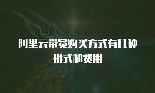 阿里云带宽购买方式有几种形式和费用