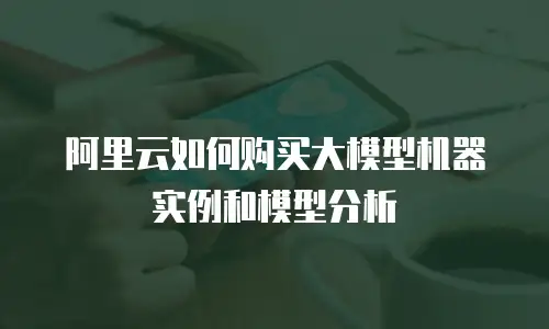 阿里云如何购买大模型机器实例和模型分析