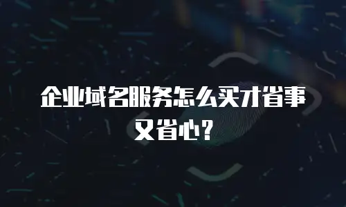企业域名服务怎么买才省事又省心？