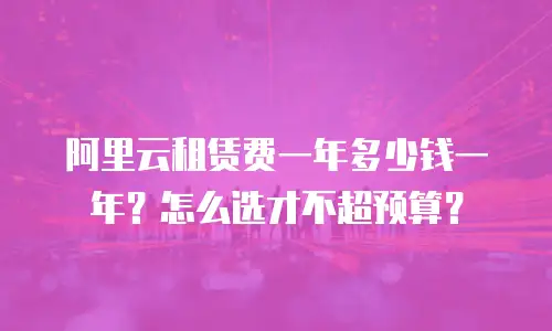 阿里云租赁费一年多少钱一年？怎么选才不超预算？