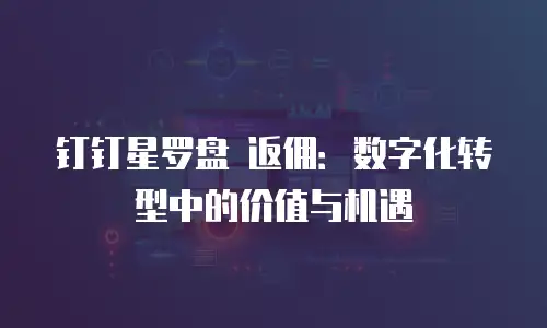 钉钉星罗盘 返佣：数字化转型中的价值与机遇