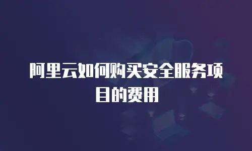 阿里云如何购买安全服务项目的费用