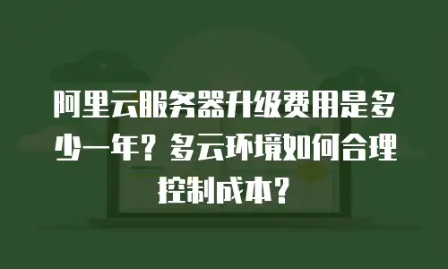阿里云服务器升级费用是多少一年？多云环境如何合理控制成本？