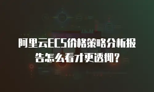 阿里云ECS价格策略分析报告怎么看才更透彻？