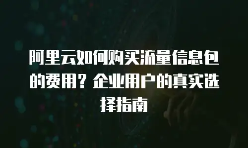 阿里云如何购买流量信息包的费用？企业用户的真实选择指南