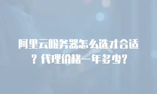 阿里云服务器怎么选才合适？代理价格一年多少？
