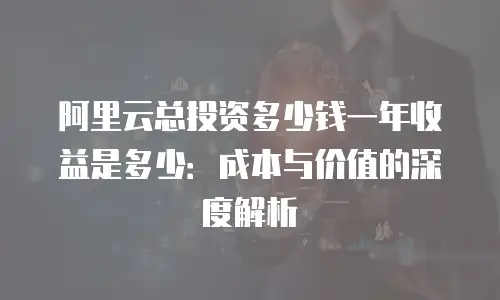 阿里云总投资多少钱一年收益是多少：成本与价值的深度解析