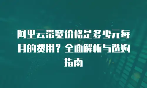 阿里云带宽价格是多少元每月的费用？全面解析与选购指南