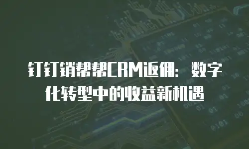 钉钉销帮帮CRM返佣：数字化转型中的收益新机遇