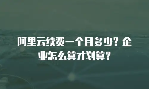 阿里云续费一个月多少？企业怎么算才划算？