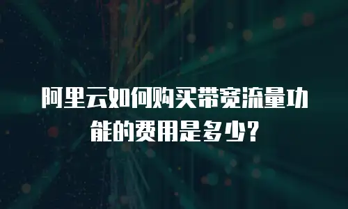 阿里云如何购买带宽流量功能的费用是多少？