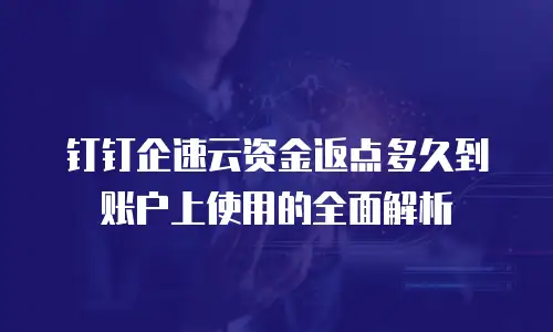 钉钉企速云资金返点多久到账户上使用的全面解析