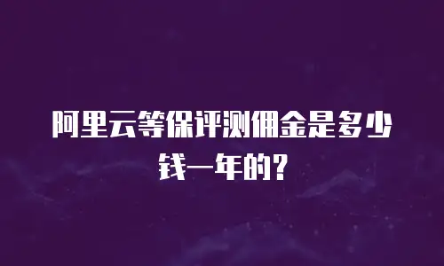 阿里云等保评测佣金是多少钱一年的？