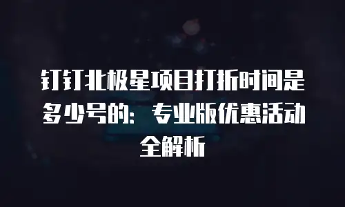 钉钉北极星项目打折时间是多少号的：专业版优惠活动全解析