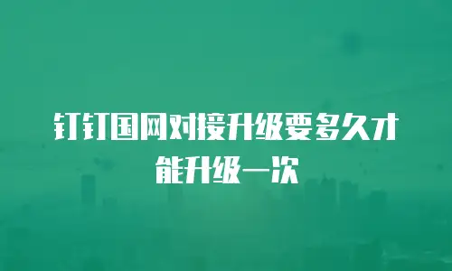 钉钉国网对接升级要多久才能升级一次